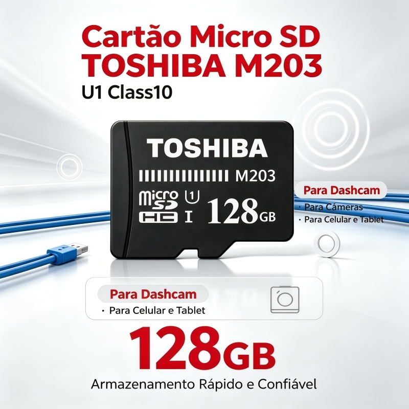 Cartão De Memória Micro SD TOSHIBA M203 U1 Class10 32GB 64GB 128GB 256GB 512GB Para Dashcam , Câmera De Segurança Esport