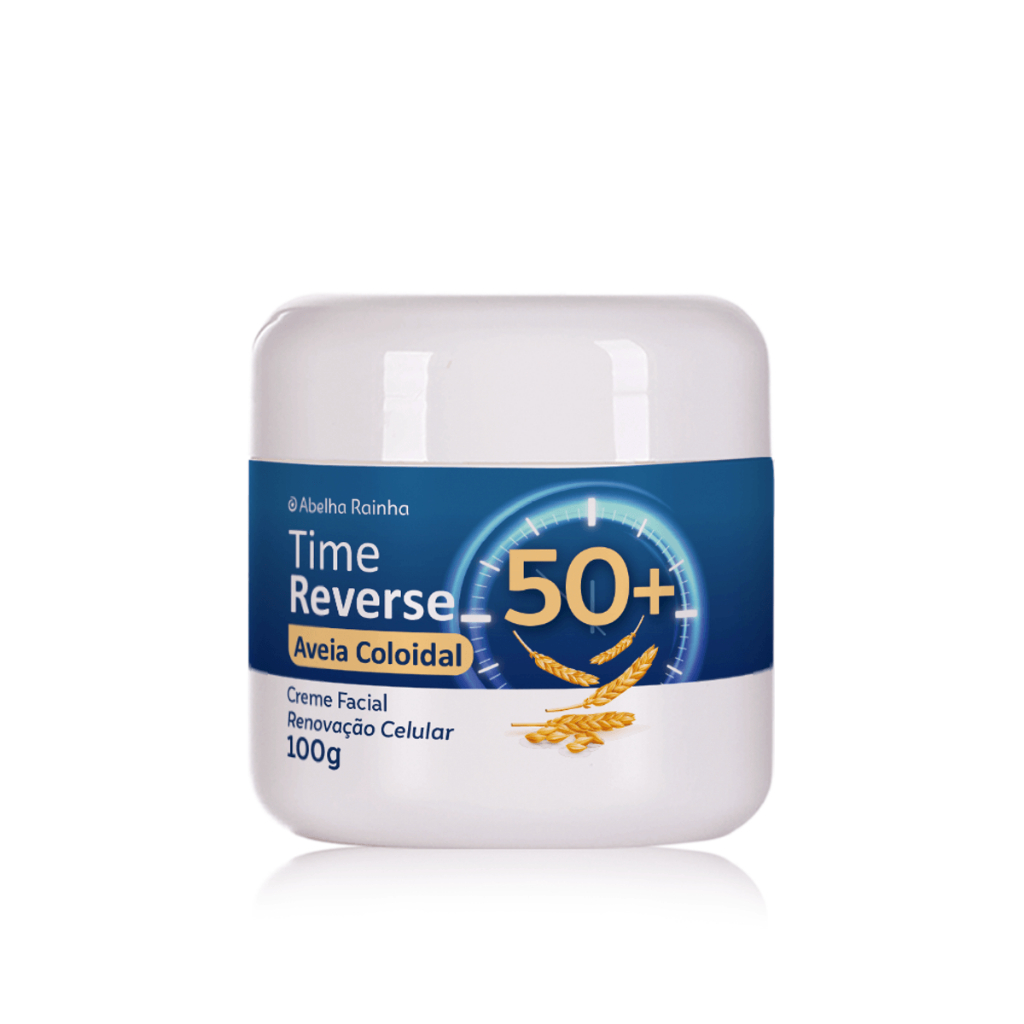 Creme Facial com Aveia Coloidal Renovação Celular 50+ 100g Abelha Rainha TIME REVERSE
