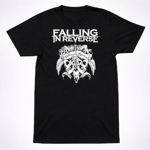 Camiseta Masculina Feminina Oversized Estampa Banda Falling In Reverse Caveira com Asas T-shirt Streetwear Camiseta