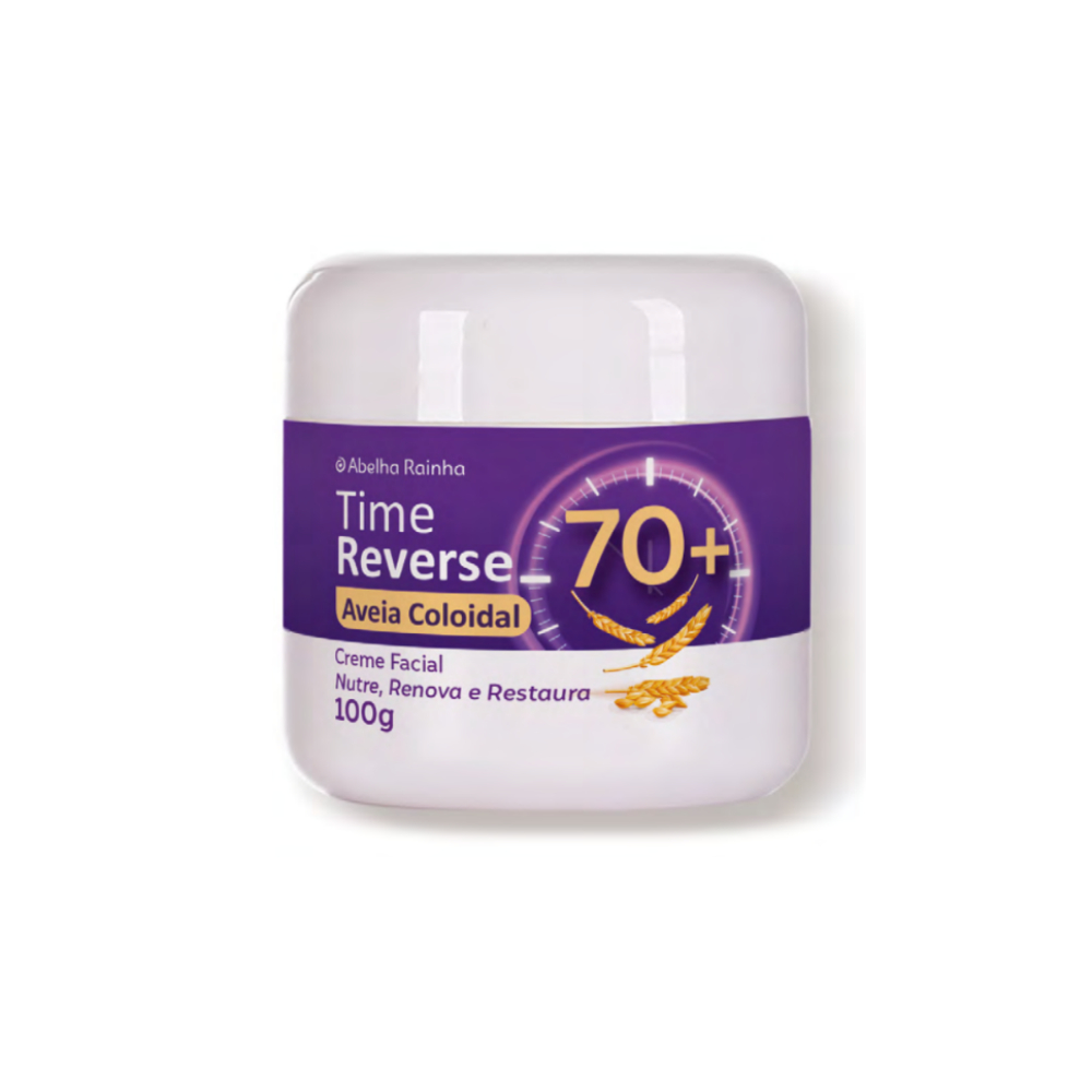 Creme Facial com Aveia Coloidal Nutre, Renova e Restaura 70+ 100g Abelha Rainha TIME REVERSE