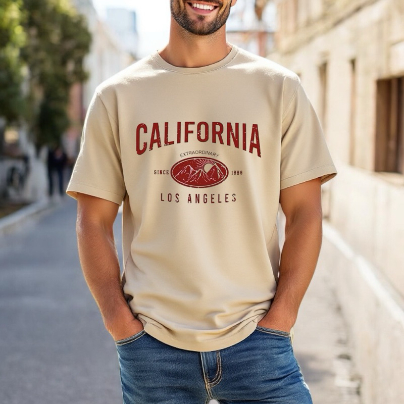 Camiseta Unissex Algodão Califórnia Blusa Masculina Moda Verão Slim Camisa Feminina Roupa