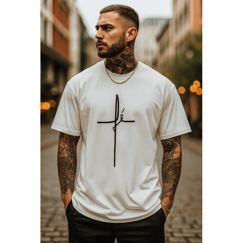 Camisa Camiseta Fé Masculino Feminino Casual 100% Algodão Qualidade Moda Básica Estilosa Estampada
