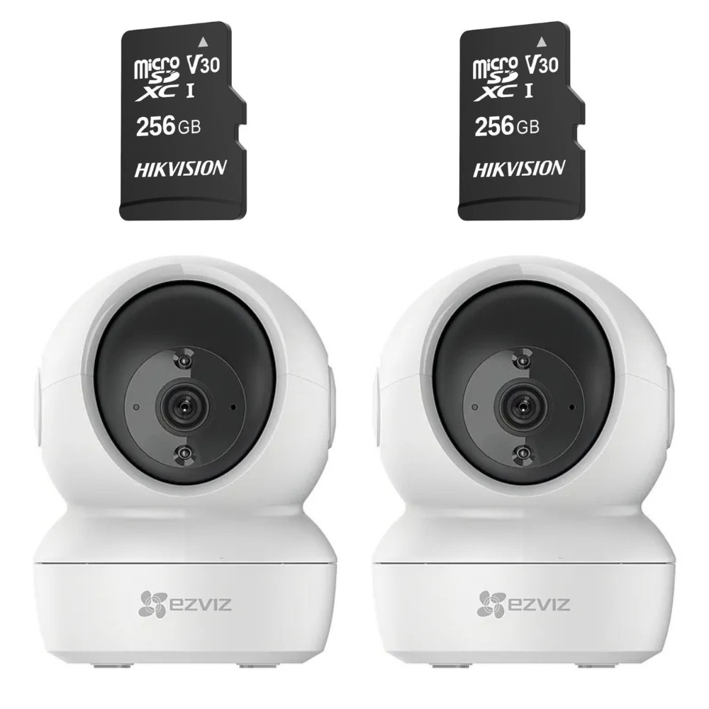 KIT 2 Câmera segurança WiFi Ezviz C6N FHD 2MP+2 Cartão 256gb