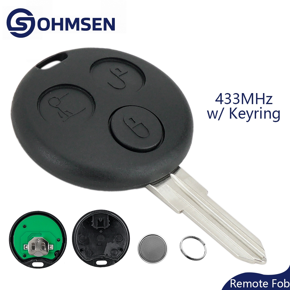Chave Remota 433MHz 3 Botões Smart Fortwo Forfour Roadster City Coupe Cabrio Crossblade OHMSEN