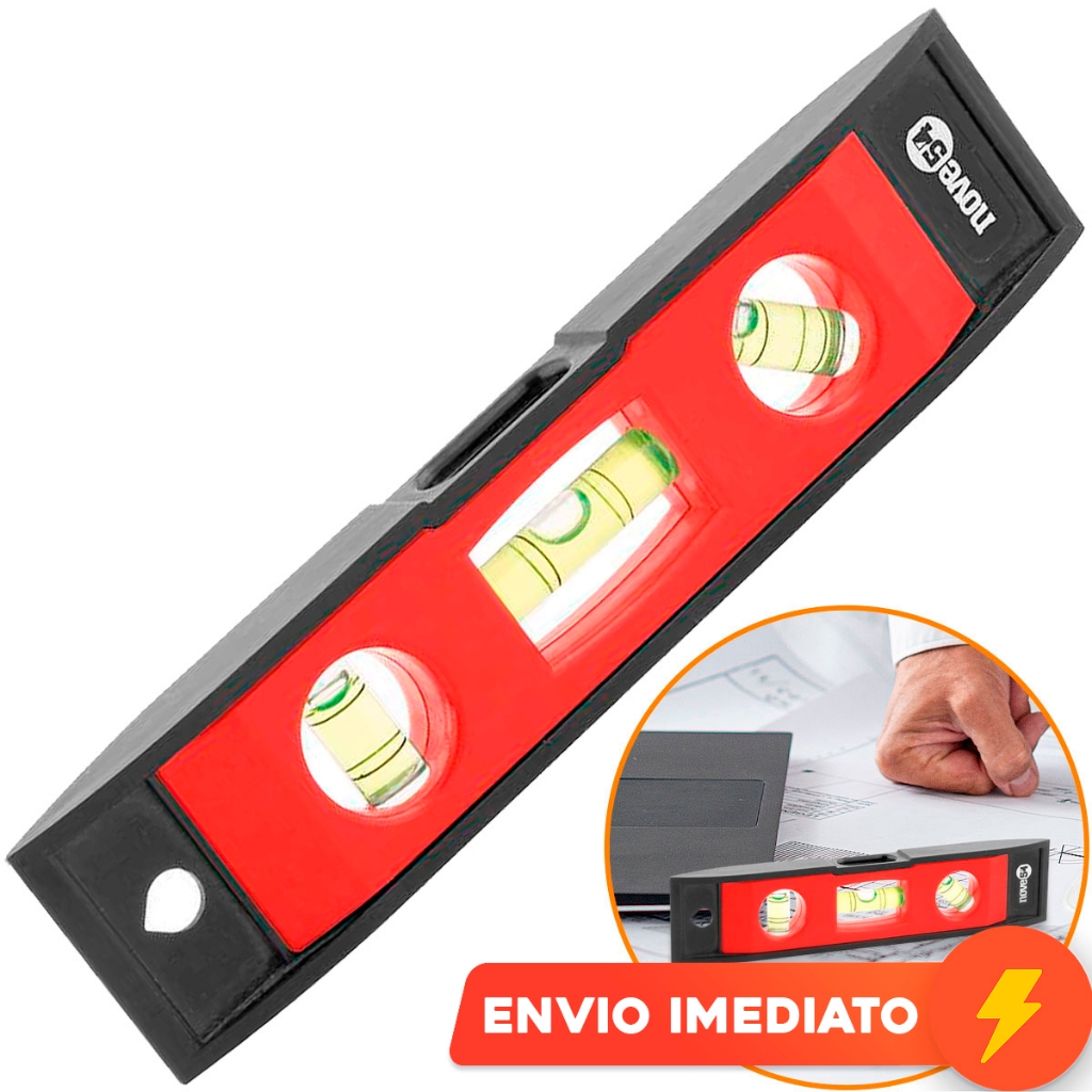 Nível de Bolha 6 Pol com Base Magnética Nove54 3 Bolhas Imã de Bolso