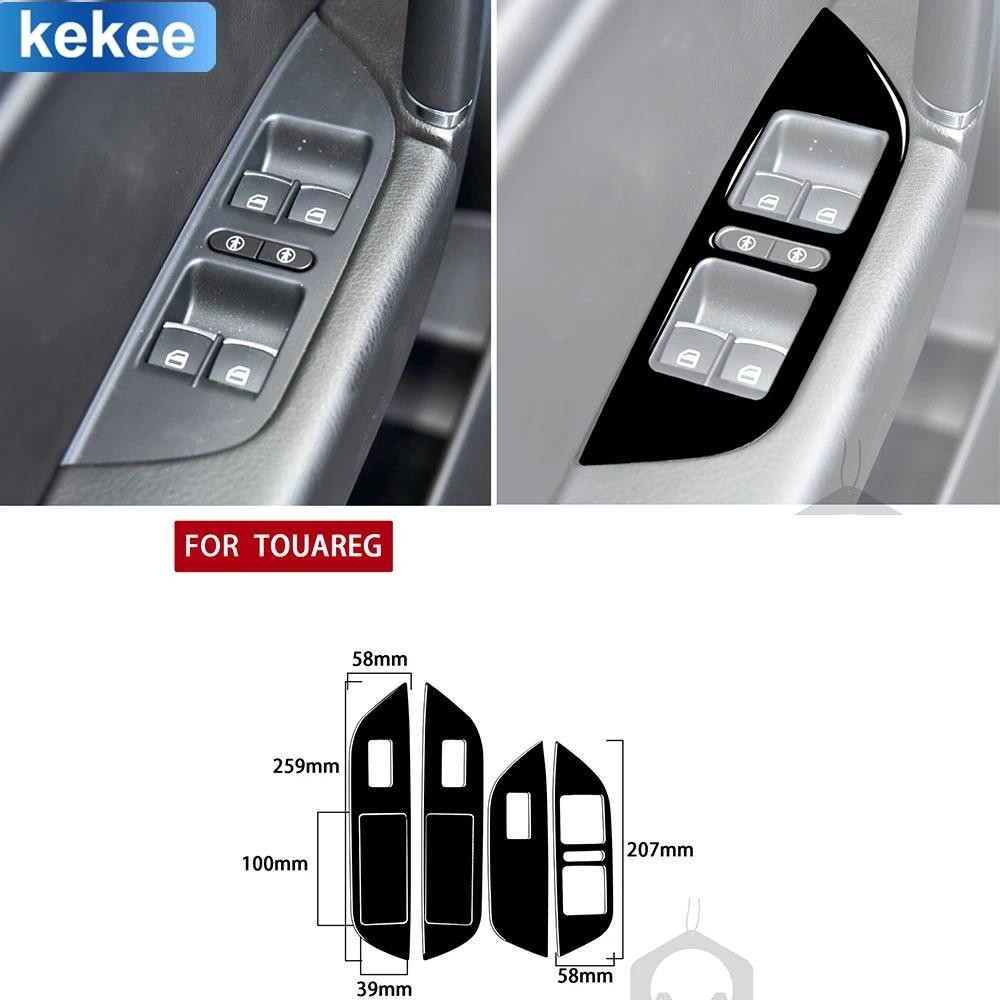 Para VW Touareg 7P MK2 2011 2012 2013 2014 2015 2016 2017 2018 Painel De Elevação Da Janela Piano Adesivos Pretos Acessó