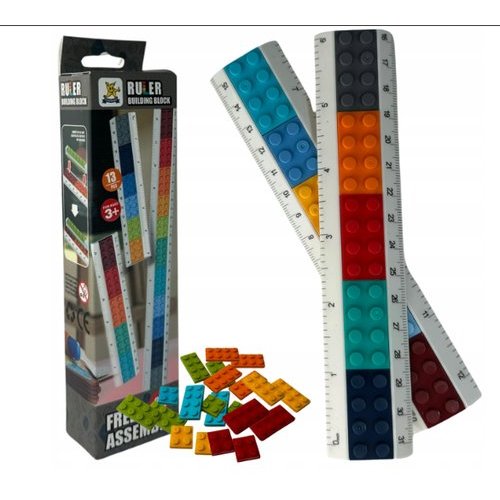 Kit 12 unidades Régua Blocos coloridos para encaixe - Sortido