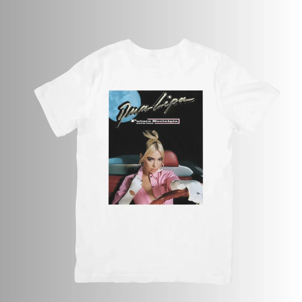 Camiseta Unissex Dua Lipa Driving Future Nostalgia Tour Premium Camisa 100% Algodão