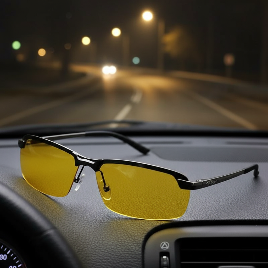 Aviator Driving Shades para Dia e Noite, Lentes com Proteção UV, Visão Noturna Anti-Reflexo para a Noite