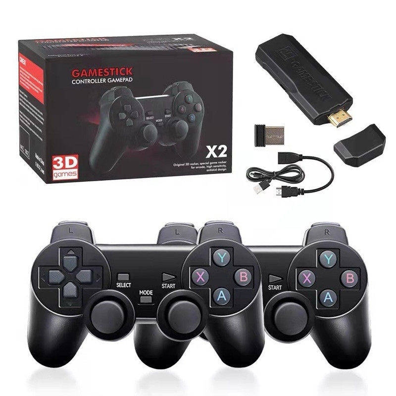 Console Game Stick 4 Life 3D - Preto + 2 Controles Wireless 30000 Jogos