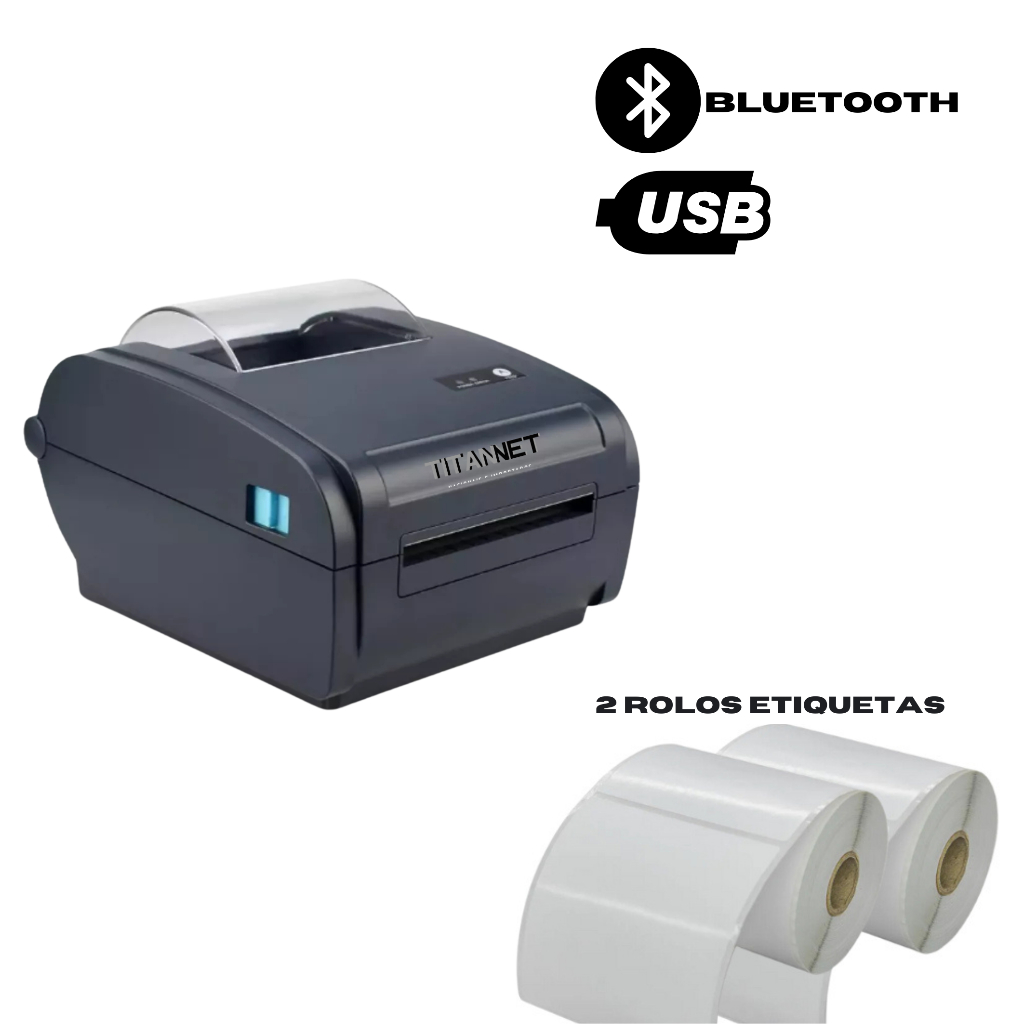 Impressora de Etiqueta Térmica Tipo Zebra Elgin  Bluetooth USB + 500 Etiquetas (2 Rolos)