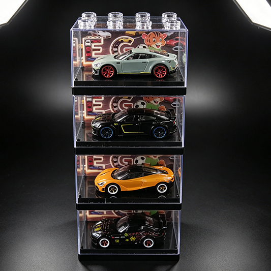 Miniatura Carro Esportivo Moderno Tuner com Caixa Expositora Transparente
