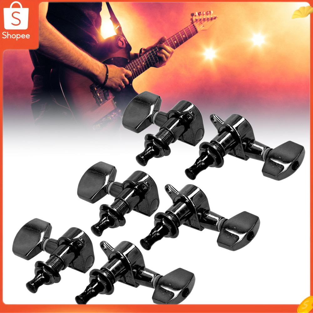 3 Left3 Right Guitar Tuning Pegs Machine Heads Tuner Instrumento Elétrico com Parafuso (Preto