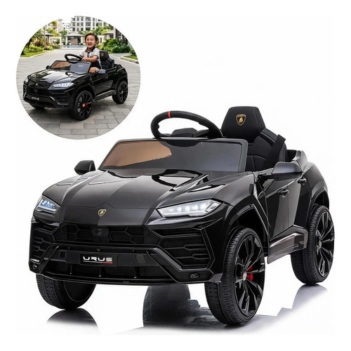 Mini Carro Elétrico Infantil 12v Lamborghini Urus Preto Carrinho Motorizado com Controle Remoto Original
