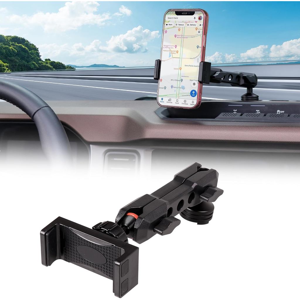 Suporte para Telefone Dash, 360 °   Suporte de Telefone Ajustável em Alumínio para Console do Ford Bronco 2021 2022 2023