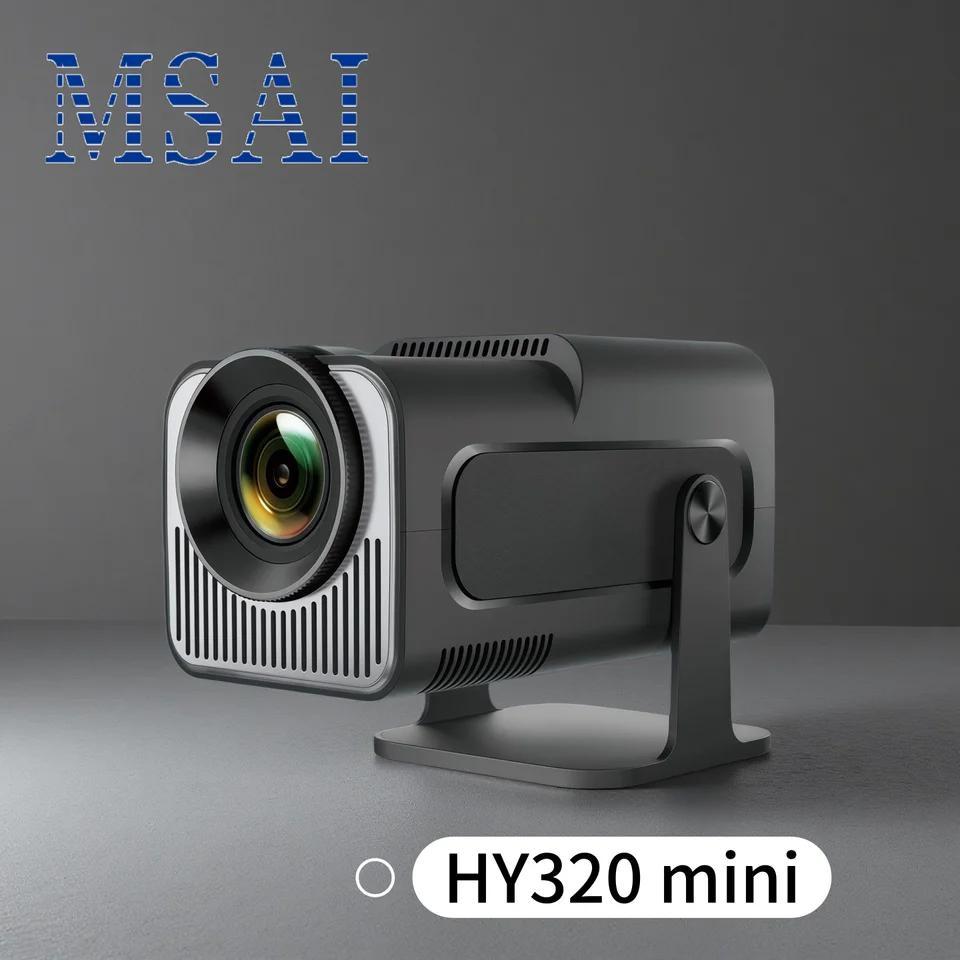 Mini Projetor MSAI HY320 Android 12 WiFi6 BT5.0, 720P 4K, 150 ANSI, Correção Trapezoidal, 40-120'' Uso Doméstico