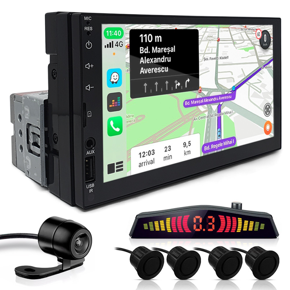Multimídia 1 Din 7 Polegadas + Câmera + Sensor Ré Preto Fosco Audi A1 2010 2011 2012 2013 Espelhamento Android Auto
