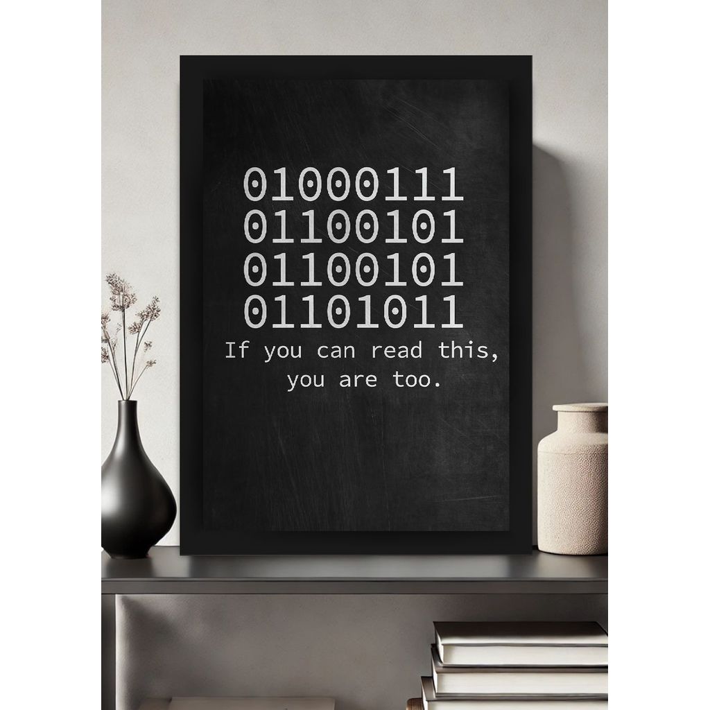 Quadro Binary Decoder com Vidro e Moldura