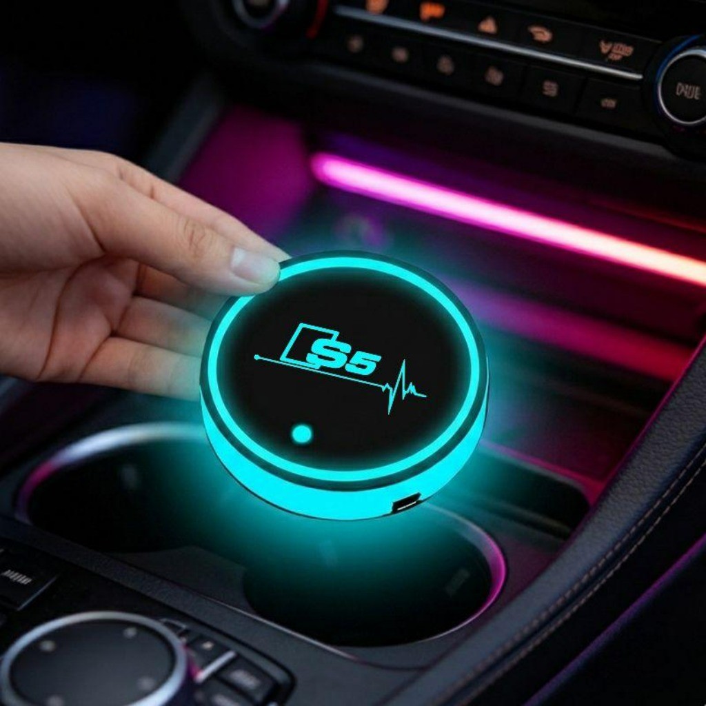 7 Cores Recarregável USB Tapete Porta Copos LED Artigos Automotivos For Audi S5 Coupe Sportback Cabriolet