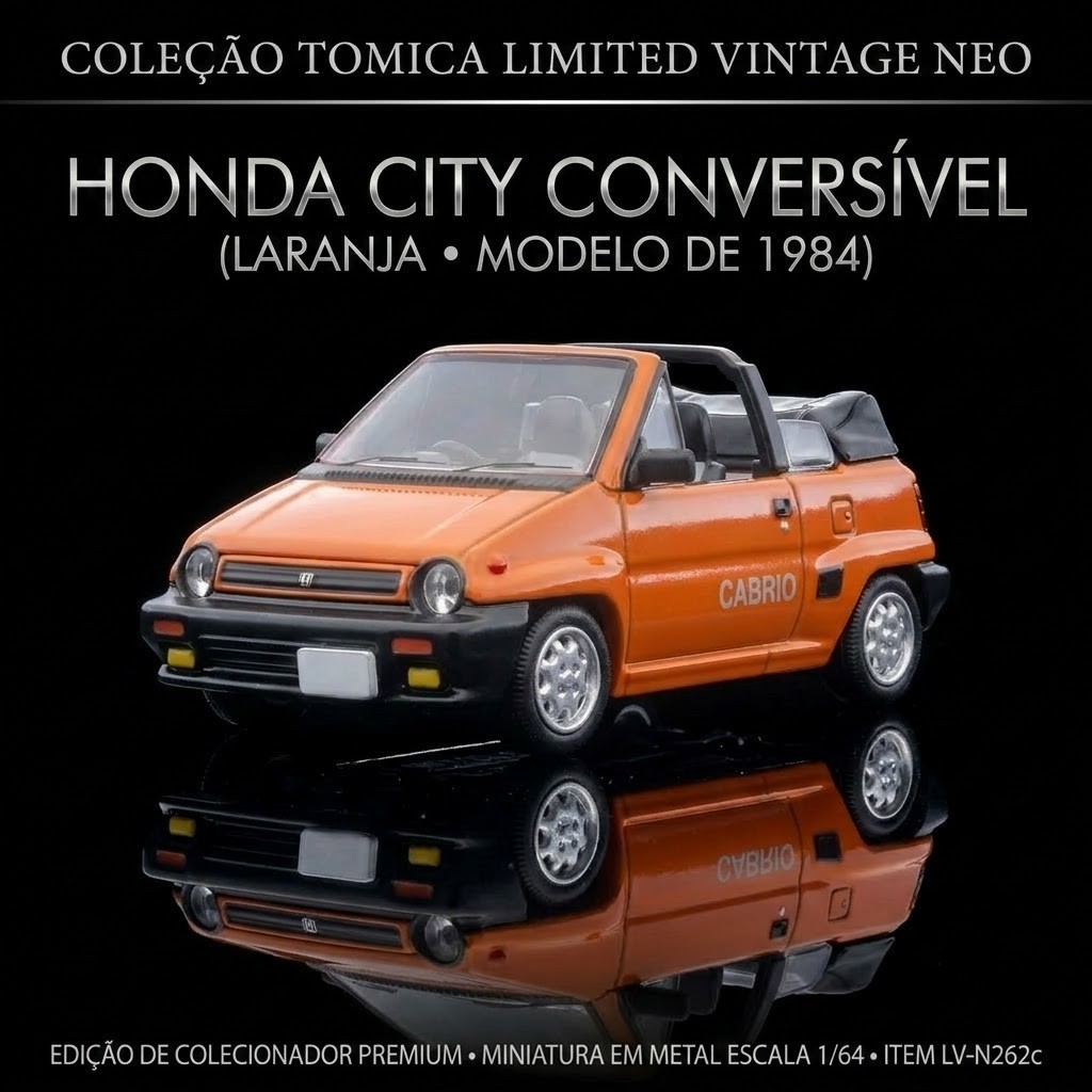 TOMICA LIMITED VINTAGE NEO 1/64 LV-N262c Honda City Cabriolet 1984 (Laranja)