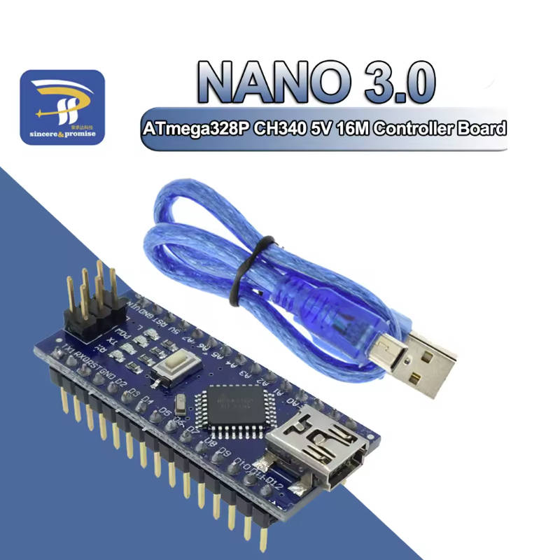 Módulo De Placa Controladora Nano 3.0 CH340G Atmega328P Soldado Para Arduino Driver USB Com Cabo De Reinicialização Do R