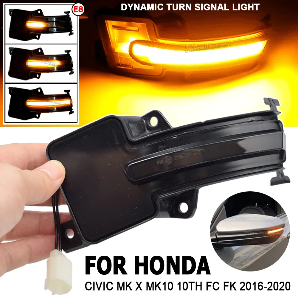 LED Dinâmico Sinal De Volta Luz Espelho Lateral Pisca Sequencial Para Honda Civic MK X MK10 10th FC FK 2016-2020