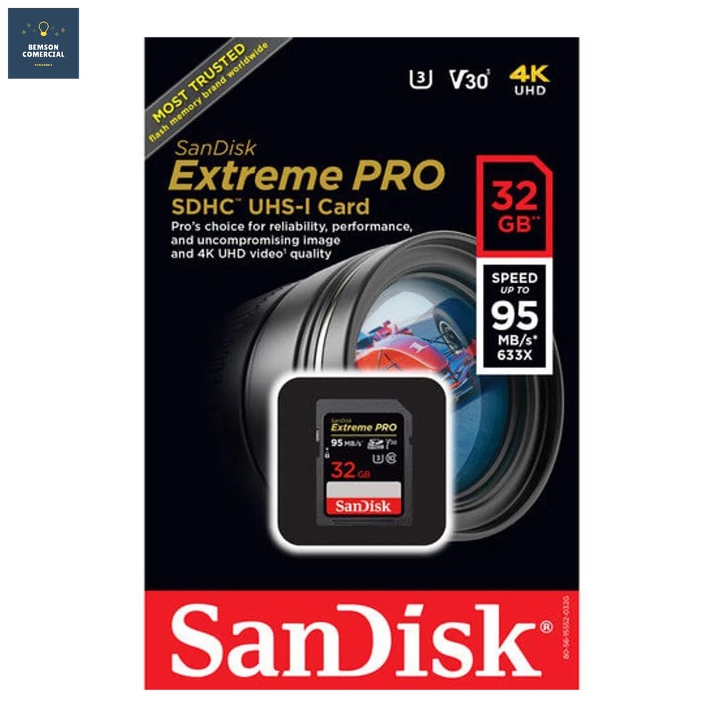 Cartão SDXC - SanDisk Extreme Pro 4K UHS-I / V30 / U3 Classe 10