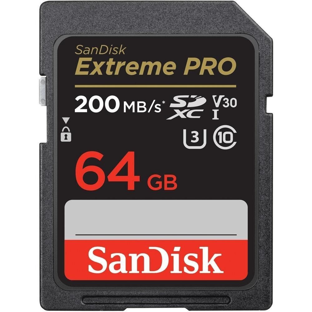 Cartão de Memória SD SDXC 64Gb SanDisk Extreme Pro 200Mb/s 4K UHS-I / V30 / U3 / Classe 10 Alta Velocidade  Envio Rápido