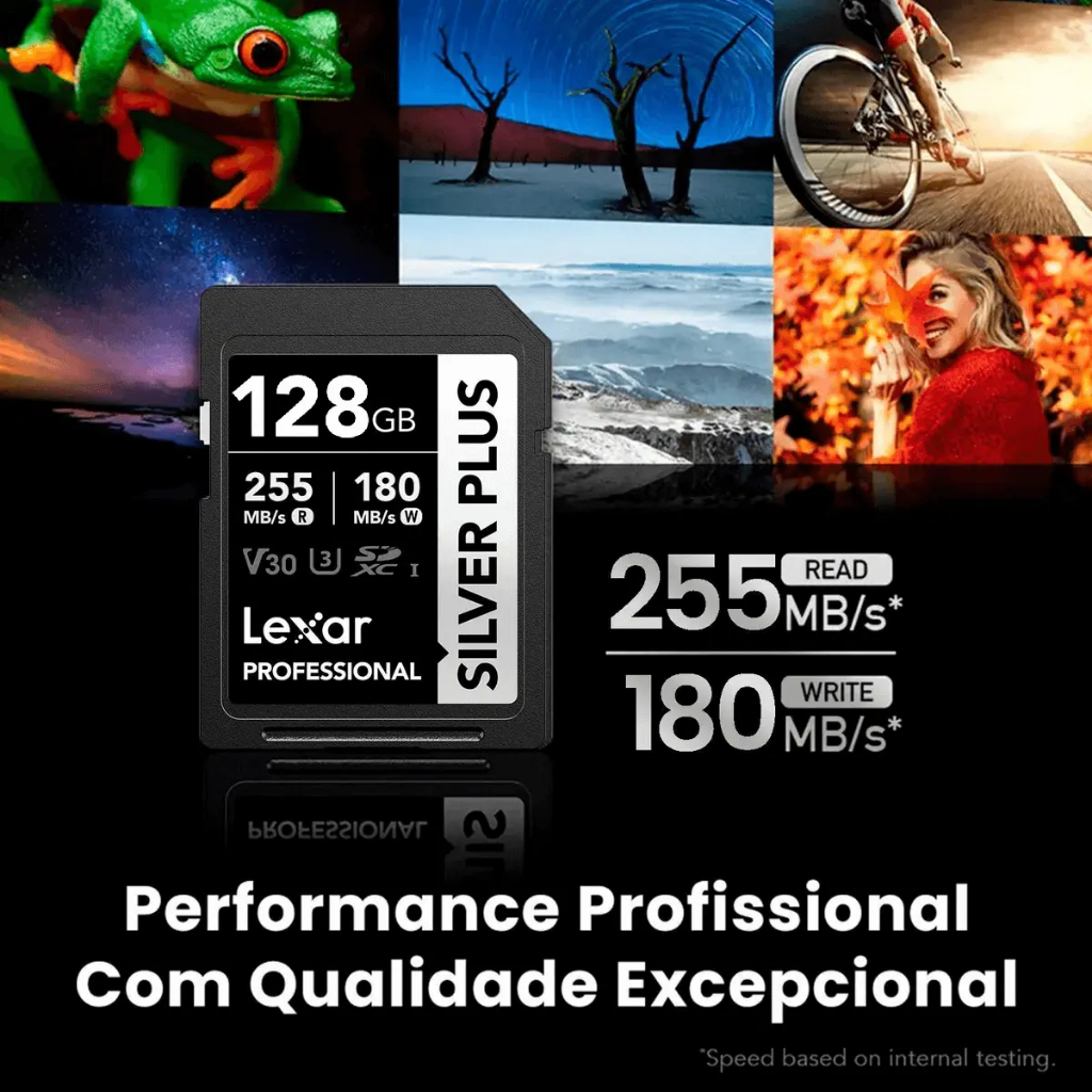 Cartão Sdxc Lexar Silver Plus 128gb De 255mb/s Uhs-i V30 U3 ORIGINAL LACRADO