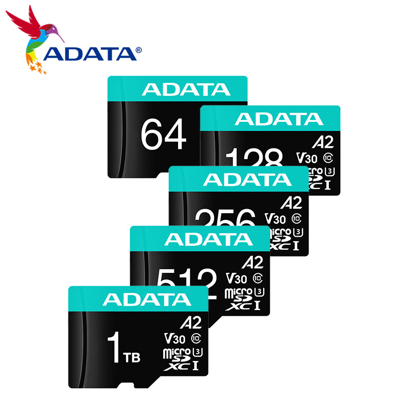 Cartão ADATA Micro SDXC A2 V30 Com Adaptador SD Acelera Até 100 Mb/S UHS-I U3 De Memória Class10 4K UHD Vídeo 256 Gb 1 T