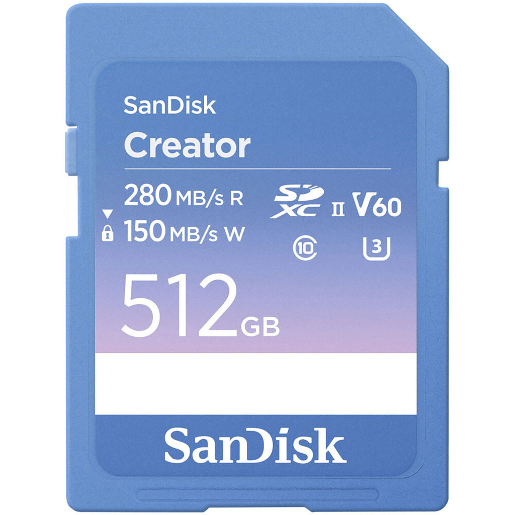 Cartão SDXC 512GB Sandisk Creator 280MB/s UHS-II V60 U3