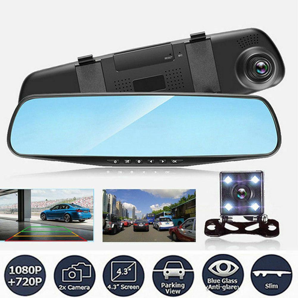 4.3 Polegadas hd 1080P Lente Dupla Carro DVR Espelho Retrovisor Gravador De Condução kit Câmera Automático Vídeo Complet