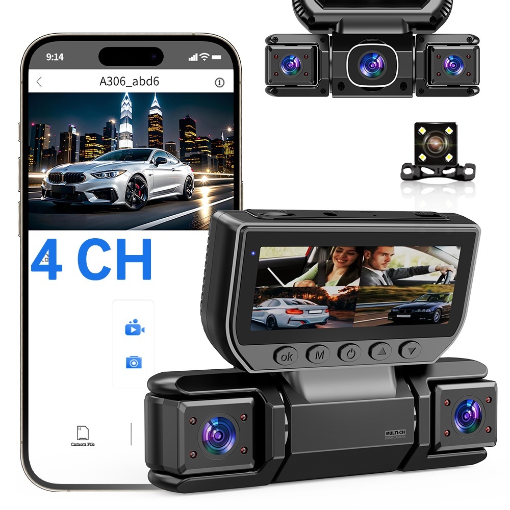 Novo 4 Canais 360 Graus Carro Dvr 1080P Gravador De Vídeo WiFi APP Dashcam 24h Monitor Estacionamento Câmera Visão Trase