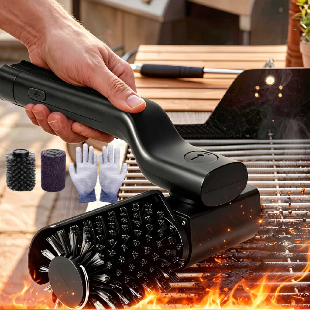 Escova para Limpar Grelha de Churrasco Elétrica 25W 2600mAh Recarregável Type-C 3 Velocidades IPX7