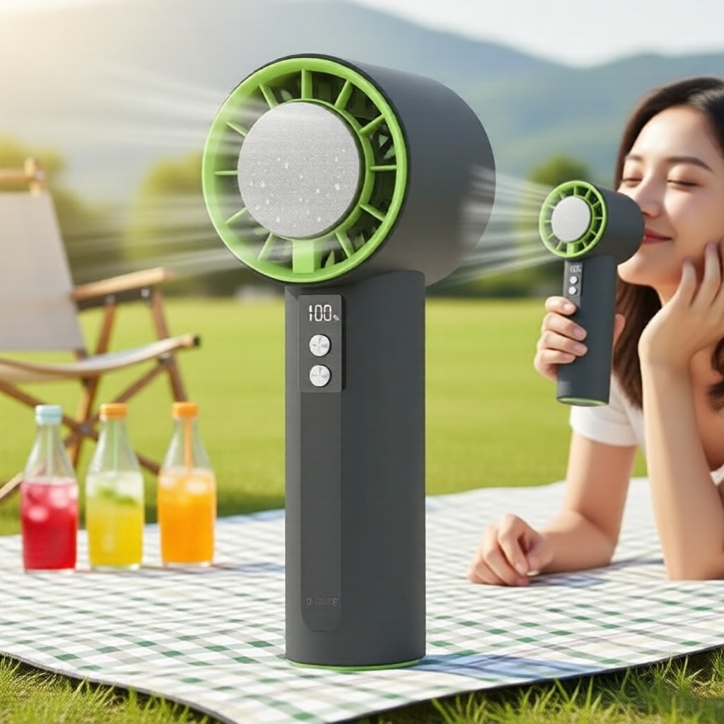 Ventilador Turbo Portátil Mini 2600mAh Recarregável Elétrico de Mão com Vento Forte e Refrigeração