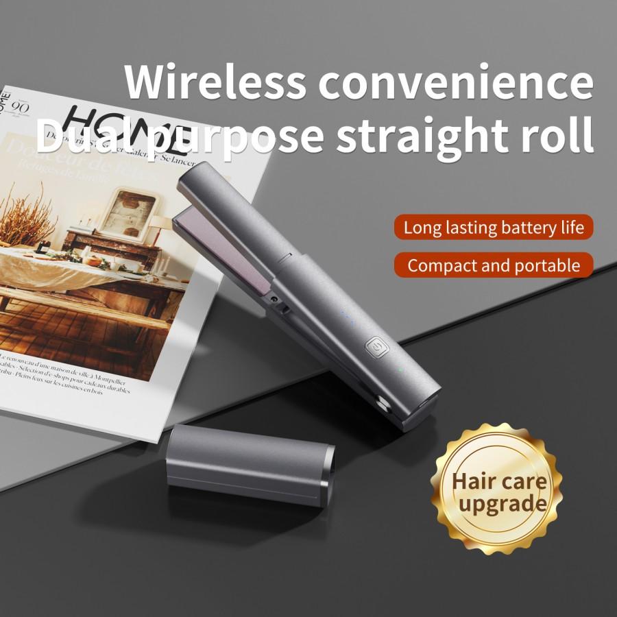 Alisador de cabelo portátil sem fio, para alisar e modelar. Recarga Tipo-C, bateria 2600mAh, 40W, aquece em 20s.