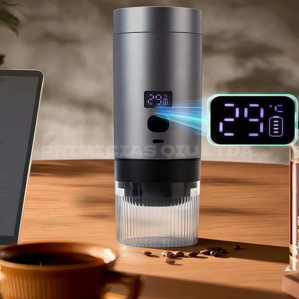 Mini Cafeteira Expresso Portátil 72W - 2600mAh Aquecimento e Display Recarregável LED USB P.HQ