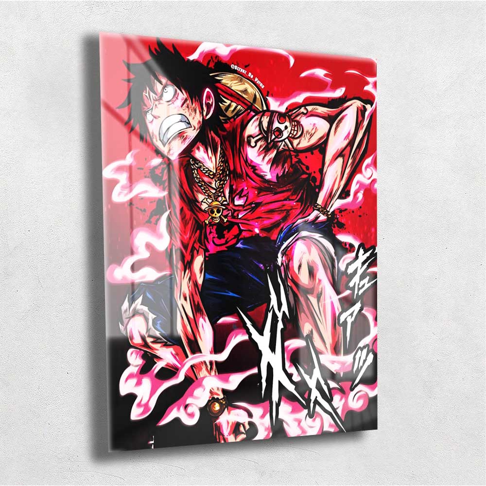 Quadro Metalizado Luffy Gear Four One Piece Anime Placa Decorativa Brilhante Pôster Top