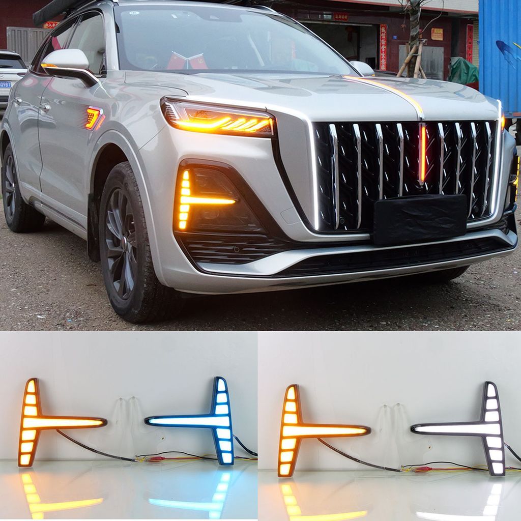 Para Hongqi HS5 2023-2026 LED Luzes Diurnas Fluindo Sinal De Volta