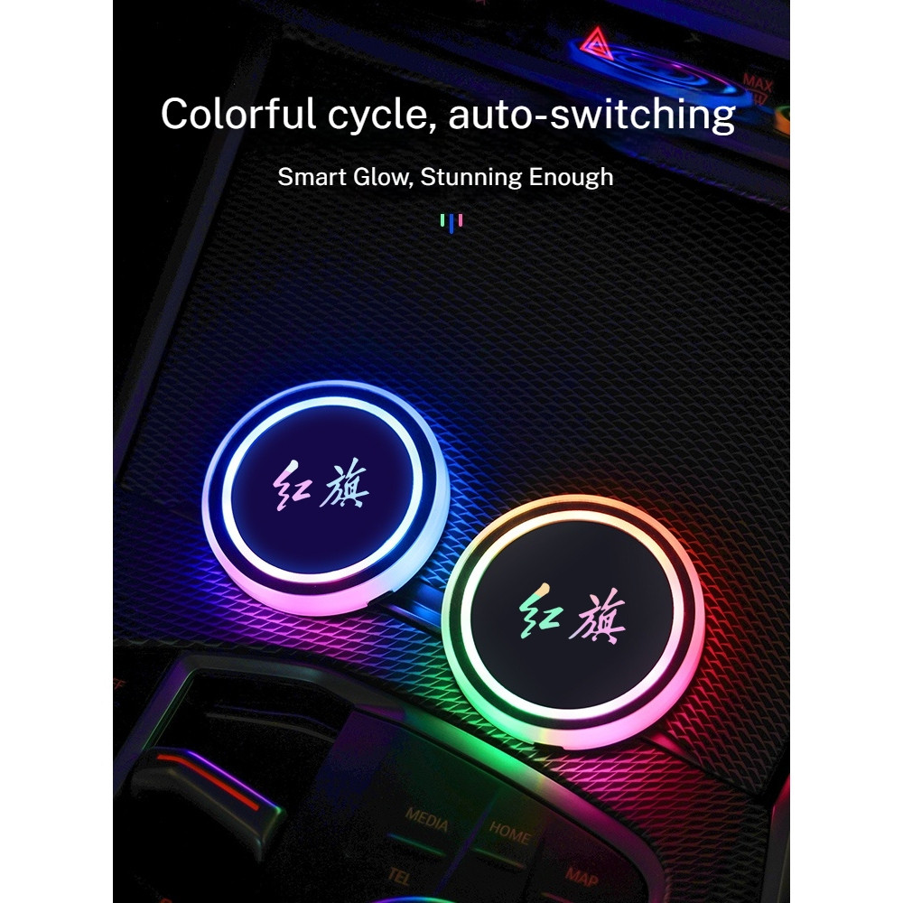 Para Hongqi H5 H6 H7 H9 E-QM5 HS3 HS5 HS6 HS7 HS3 LS5 7 Cores Carro LED Suporte De Copo Luzes