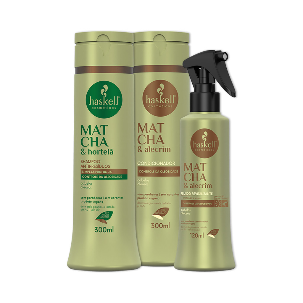 Kit Haskell Matcha Sh Hortelã e Cond Alecrim e Fluido 300ml