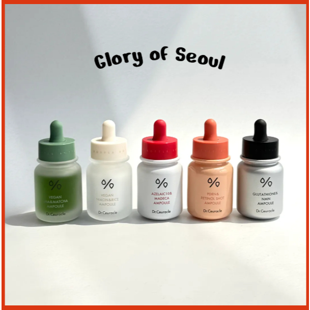 DR.CEURACLE  AMPOULE 5 Types, 30ml ( VEGAN BHA&MATCHA, NIACIN&RICE, AZELAIC10&MADECA, PDRN & RETINOL SHOT, GLUTATHIONE & NMN AMPOULE )