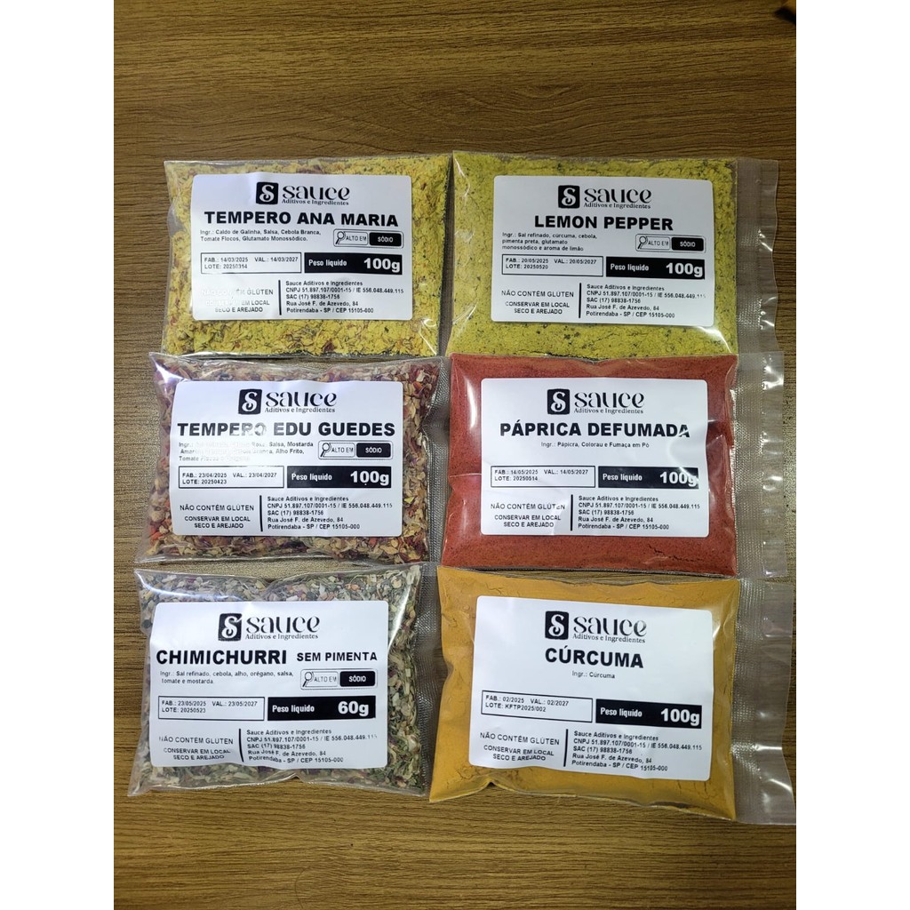 Kit Temperos, Ana Maria, Edu Guedes, Lemon Pepper, Chimichurri, Páprica Defumada e Cúrcuma