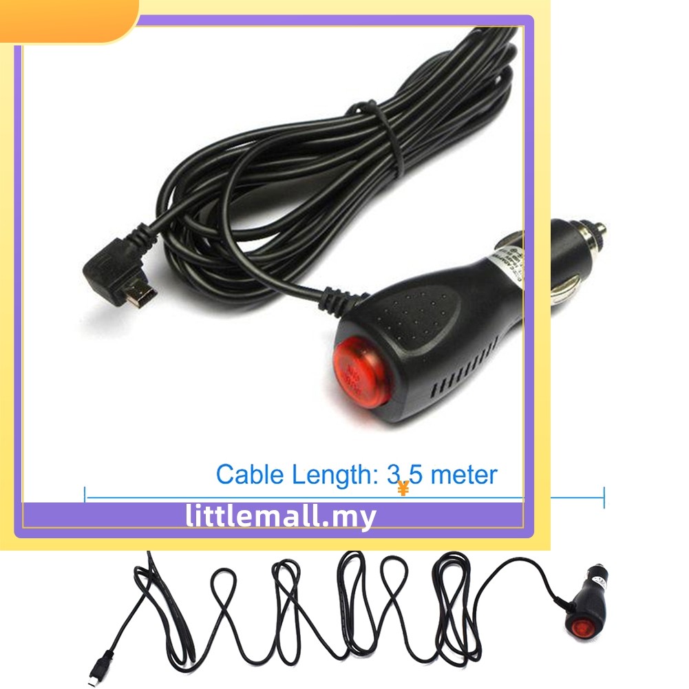Cabo Carregador Mini USB Dash Cam Para Carro Com Interruptor Liga/Desliga E De Carregamento De Energia