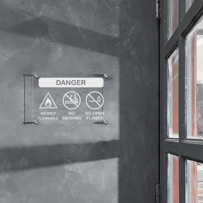 INPI HOUSE Signage Logo Danger Fire-Placa De Sinalização De Coração De Fogo-Acrílico Transparente 20x30cm