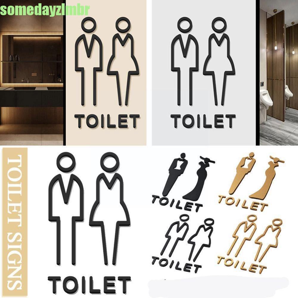 SOMEDAYZL0M WC Signage , Gold 3D Homens Mulheres Sinais De Banheiro , Acrílico Personalizado Preto Placa Shopping