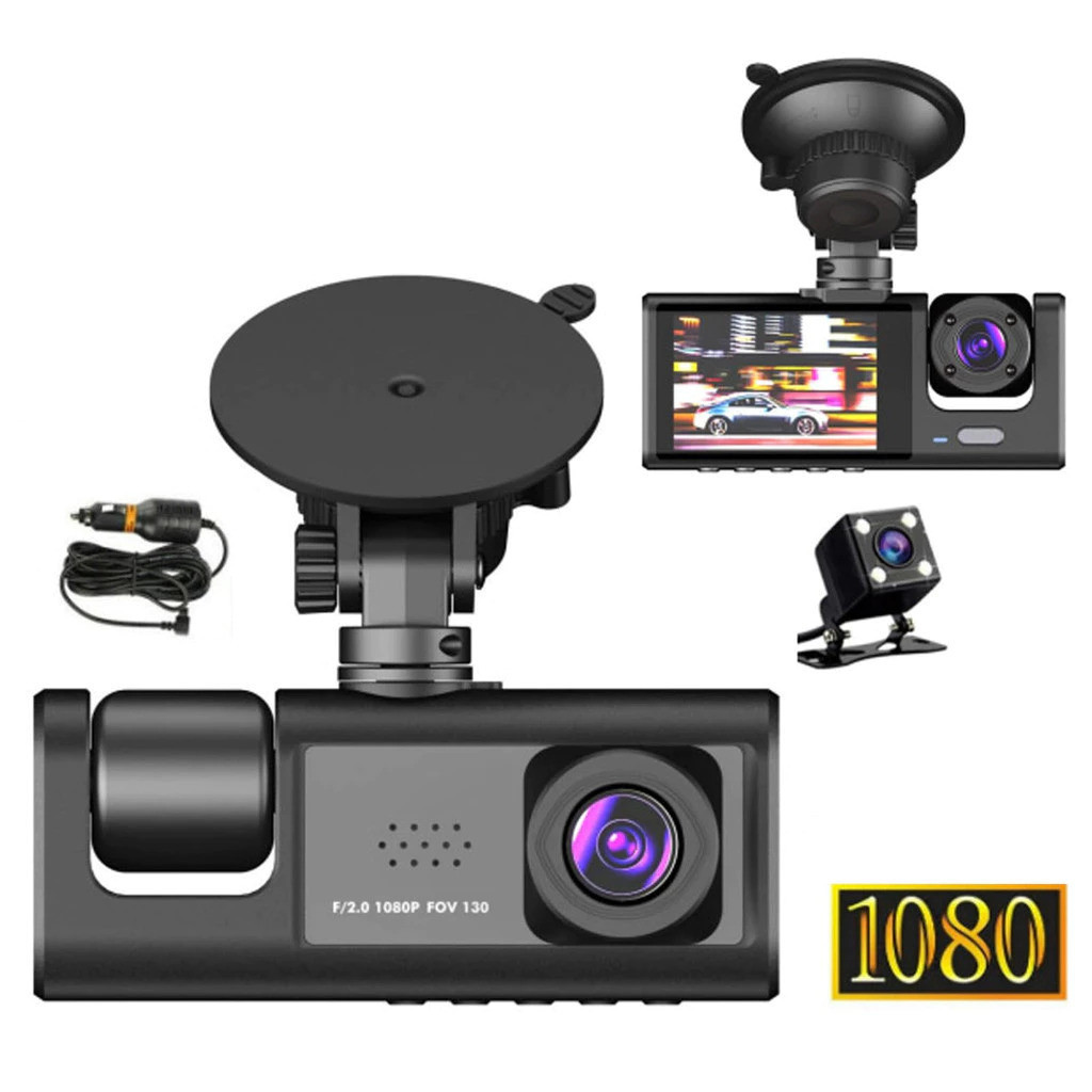 Câmera de Segurança para Carro 3 Câmeras Full HD 1080P DVR Monitoramento 24H SIMPLUS