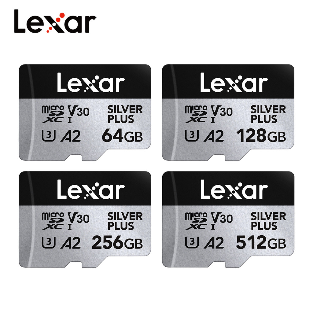 Cartão Micro SD Profissional Lexar Original SILVER PLUS MicroSDXC 256GB 128GB 64GB V30 A2 Leia 205MB/s TF De Memória Par