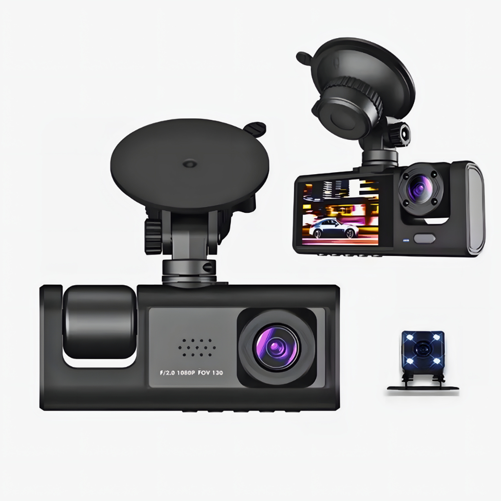 Câmera Veicular 3 Câmeras WiFi DVR 1296P Gravação Loop Sensor G Estacionamento