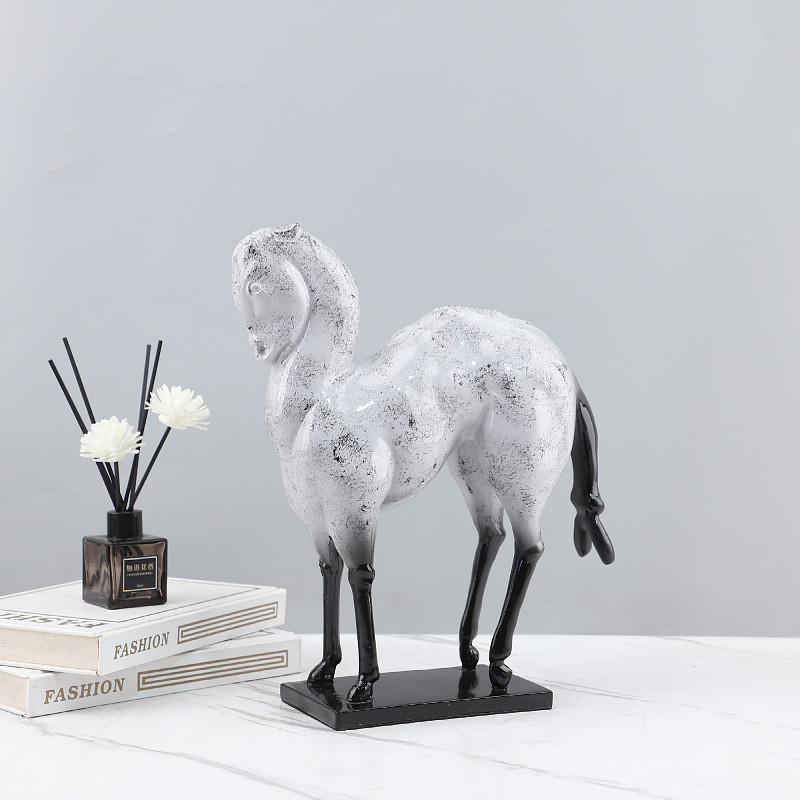 PCVX Modern minimalist abstract resin sculpture of a Han-Tang era steed, animal ornament for entryway, TV cabinet, and h